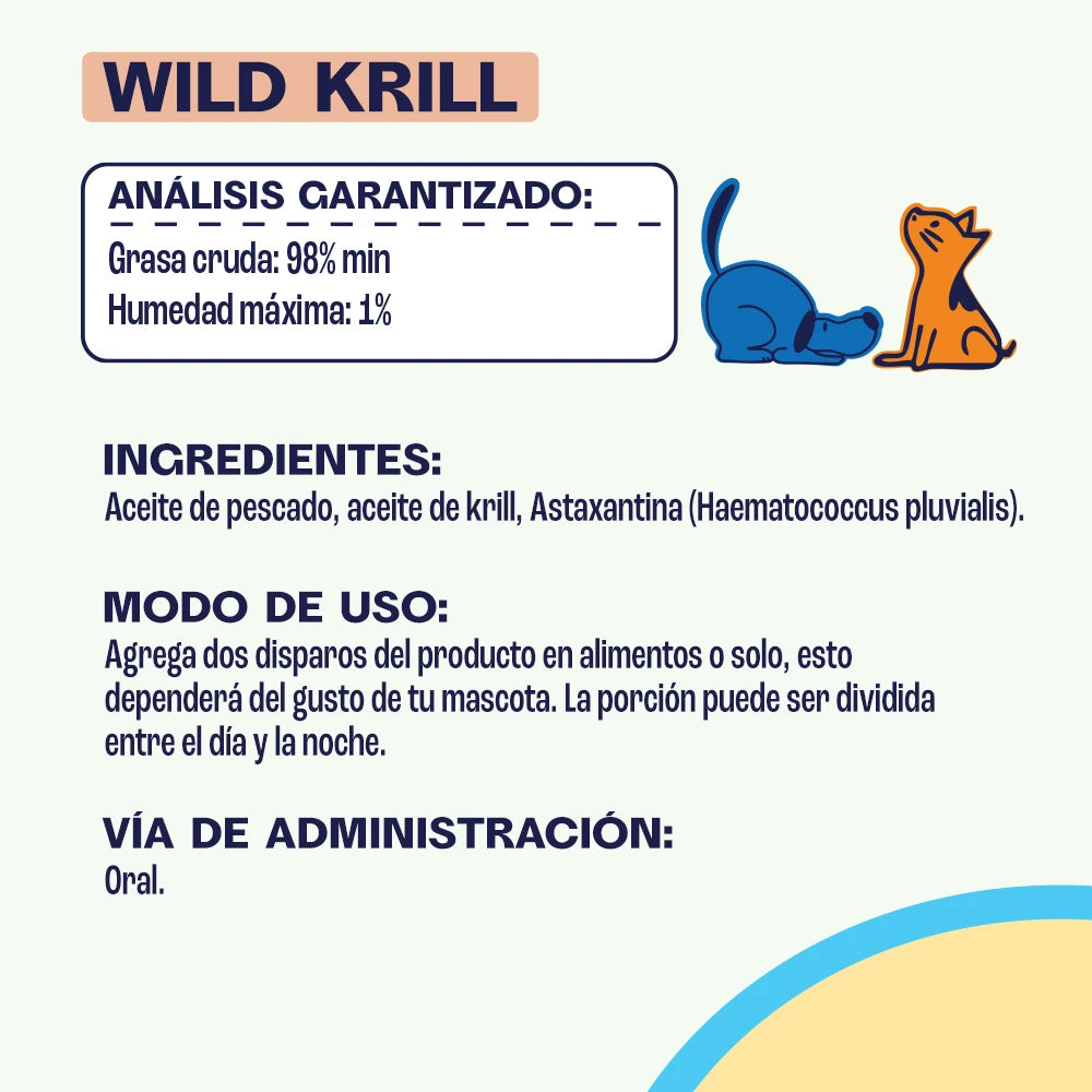 Aceite de Pescado para Perros y Gatos - WILD KRILL Omega 3